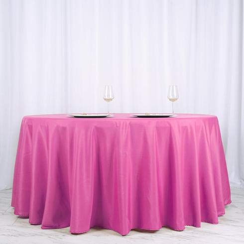 Balsacircle 120 Inch Fuchsia Round Tablecloths Fabric Table Cover Linens For Wedding Party Polyester Reception Banquet Events Ki